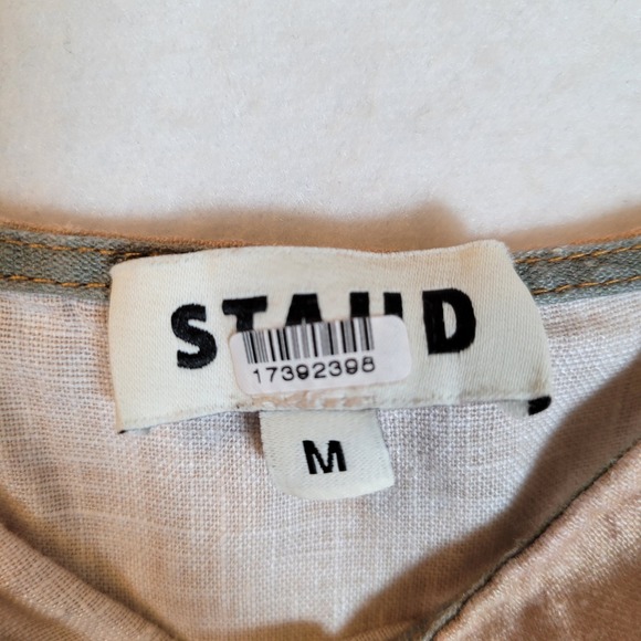 STAUD Womens Laura Linen Maxi Dress Spaghetti Strap Beaded Size Medium Orange - Picture 2 of 10